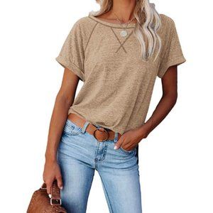 NEW Women’s Khaki Short Sleeve Side Slit Tee
